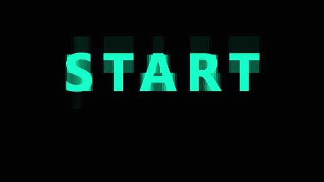 Neon Green START text appearing repeatedly in sequence against a dark background for concept of beginning or initiation