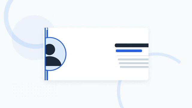Abstract graphic depicting a user profile card with a person icon and data fields, representing digital identity or information management.