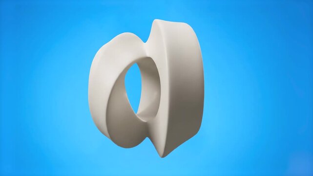 Smooth white 3D curved infinity shape floating gracefully over a bright blue backdrop. Suitable for corporate tech intros, abstract geometric loops, minimal presentation backgrounds, and modern design