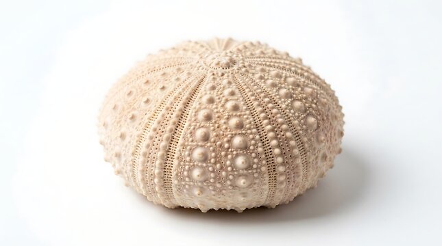 A dried sea urchin shell isolated on a white background.