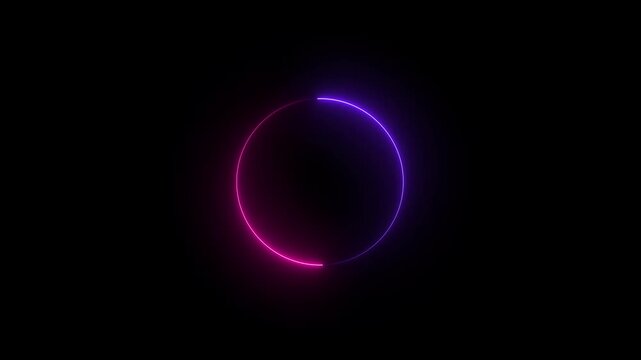 abstract neon shine round,circell icon animation with black background .