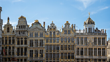 Fototapeta premium Ornate Guildhalls with Gilded Details in Grand Place of Brussels, Belgium