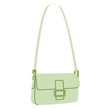 Baguette Cross-Body Bag silhouette. Fashion accessory technical illustration. Vector satchel front 3-4 view for Men, women, unisex style, flat handbag CAD mockup sketch outline isolated