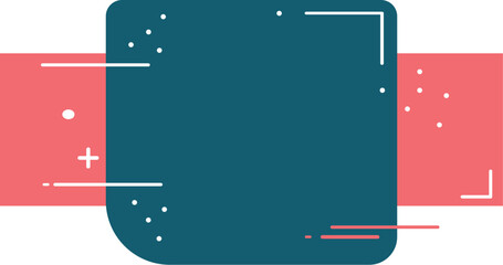 Obraz premium Modern geometric background template with teal frame coral stripe and decorative line elements