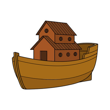 Cartoon Noah's Ark with Houses