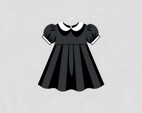 Black toddler dress with white collar and puff sleeves for baby girl fashion and special occasions