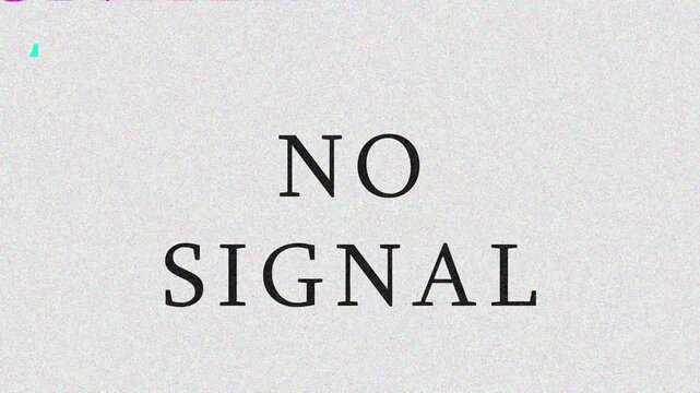 Digital Glitch Screen with NO SIGNAL Text and Corrupted Broadcast Signal Overlay