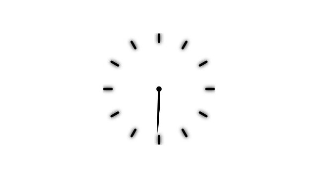 Minimal Black Analog Wall Clock Face Time Lapse Animation on White Background