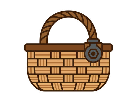 Wicker Basket Picnic Hamper Wood Container Vector. SVG Editable. Vector Illustrations.