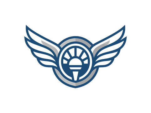 Winged Emblem Logo Illustration Vector Design. SVG Editable. Vector Illustrations.