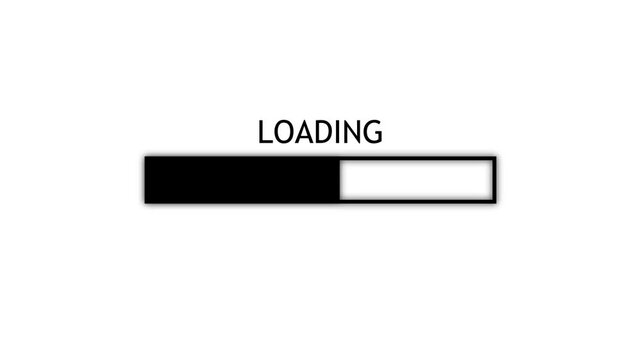 Minimal Loading Progress Bar with Black Text and Status Fill on White Background