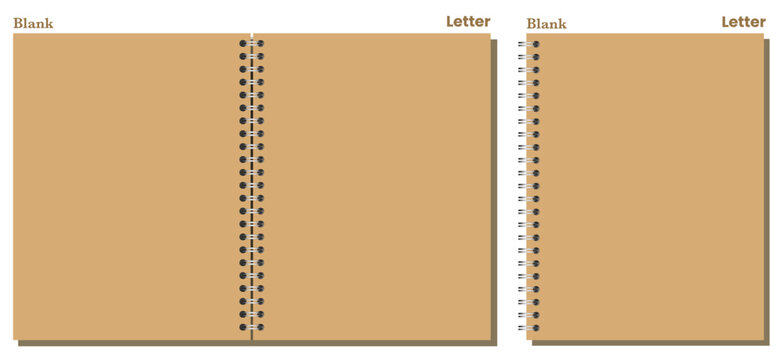 Pairwise notebook sheets shows silver side coils, kraft blank paper surface, neat perimeter, soft shadow, white backdrop. For printable stationery, education, office writing, notes, planning