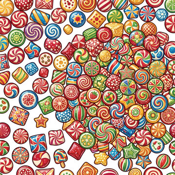 Colorful Assorted Candy Sweets Collection for Confectionery and Celebrations.