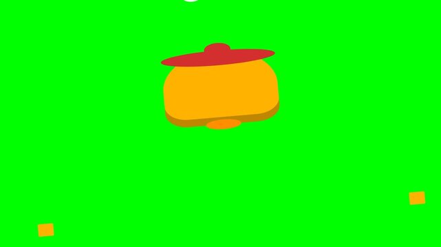 Animated Cartoon Pot Character Expressing Various Emotions on Green Screen.