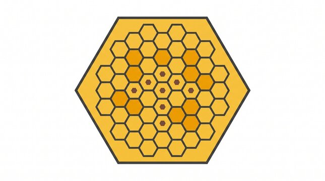 Honeycomb vector illustration with hexagonal cells containing honey and larvae on white background.