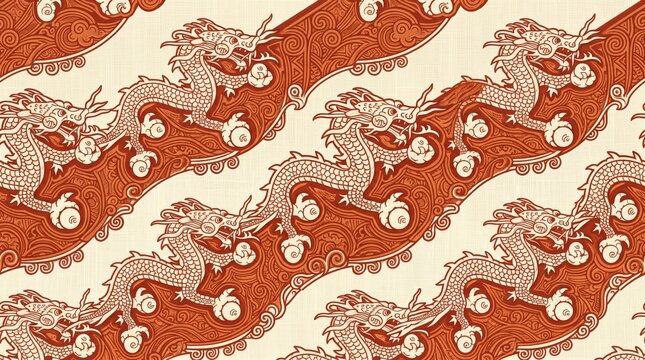Bhutan patterns repeating red and white textile design with ethnic motifs and folk elements bhutanese repeating seamless mountain
