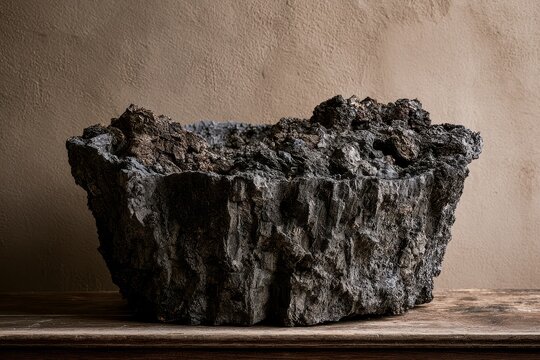 Charcoal material texture, from a side angle with natural light and copy space