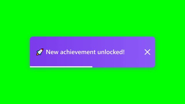 New achievement unlocked notification popups on green screen