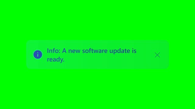 Software update notification popups on green screen