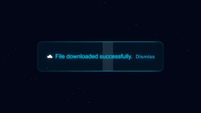 Digital cloud download success notification interface elements