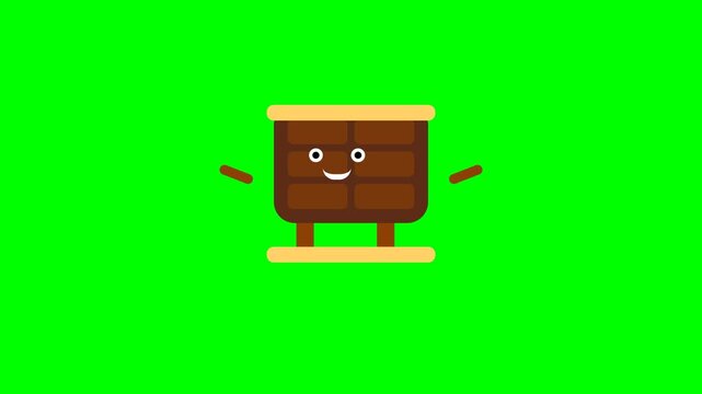 Animated Brown Wooden Dresser Character Dancing on Green Screen Background.