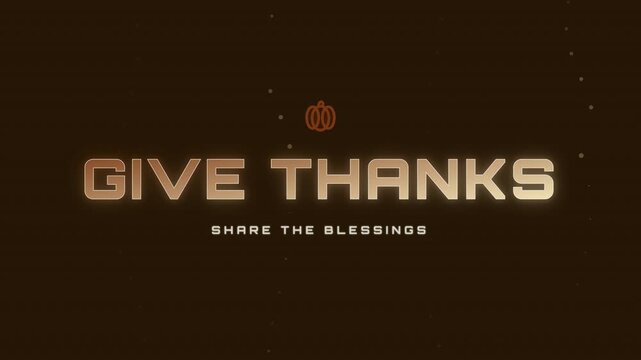 Give Thanks glowing text on wood texture for Thanksgiving animation