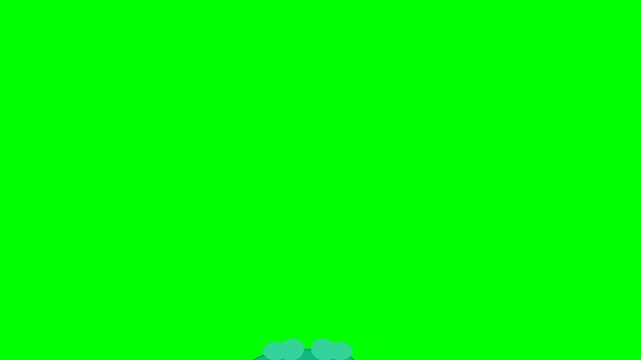 Cute Animated Turtle Character Moving on Green Screen Background.