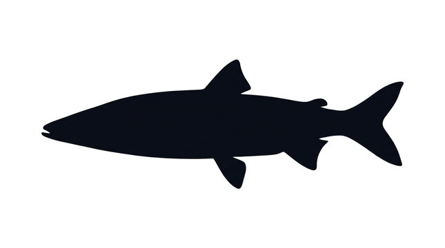 Sturgeon fish silhouette icon. Black aquatic animal symbol for aquaculture industry and seafood logo design. Stylish vector marine life graphic element for marine biology.