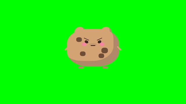 Funny Cartoon Cookie Character Jumping and Spinning Animation.