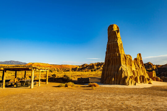 Towering clay pinnacle formation in Cathedral Gorge