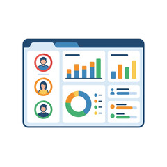 Obraz premium Business Data Analysis Dashboard UI Interface with Infographic Charts and User Profiles