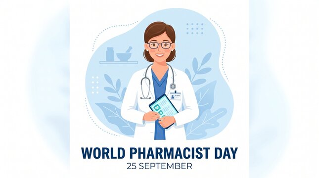 Pharmacist celebrating world pharmacist day with clipboard