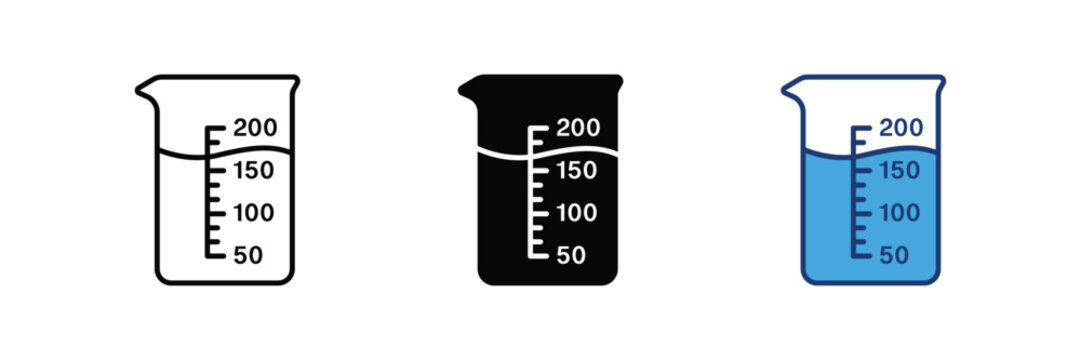 Laboratory beaker with measurement scale liquid vector icon