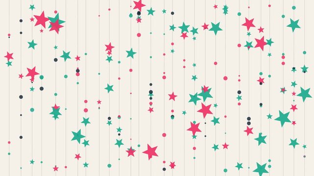 Cute retro star background with pink and teal stars on vertical striped beige pattern