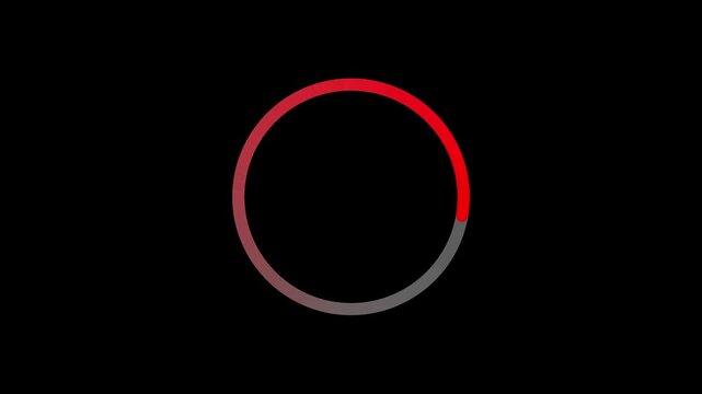 Red circle loader process spinning loop animation on black background