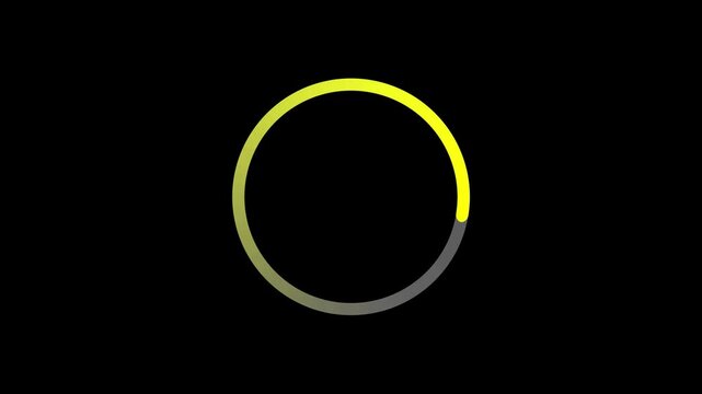 Yellow circle loader process spinning loop animation on black background