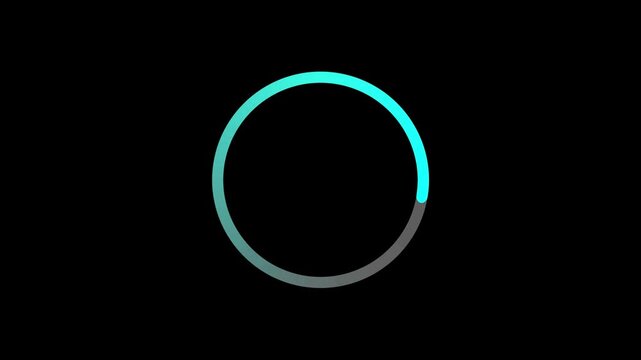 Blue light circle loader process spinning loop animation on black background