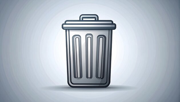 Trash Can Icon with Lid on Minimal Light Background
