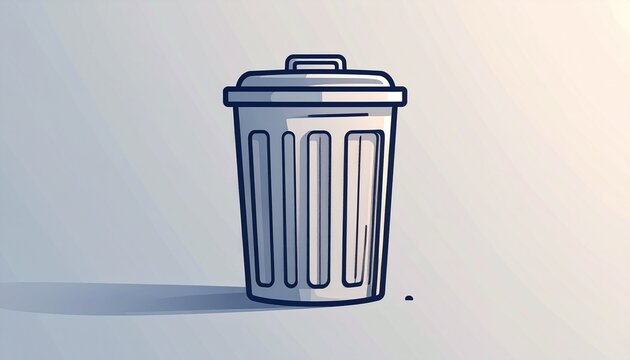 Trash Can Icon with Lid on Minimal Light Background