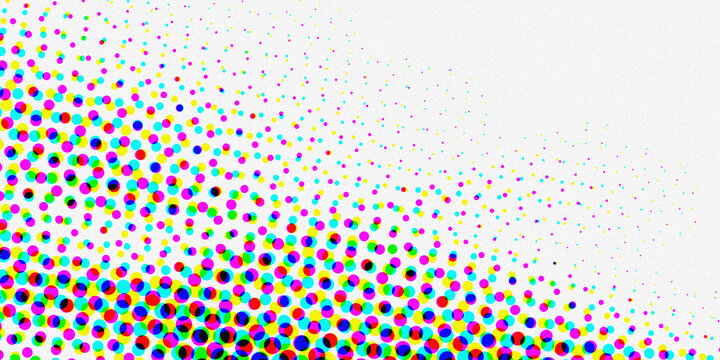 Abstract digital pixelation gradient transition from vibrant color to white