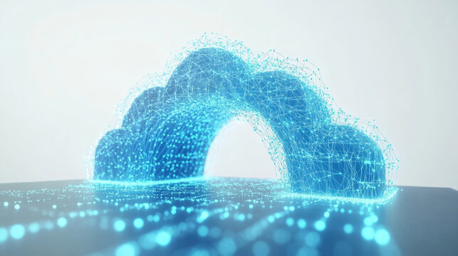 Blue technology cloud computing network concept illustration.