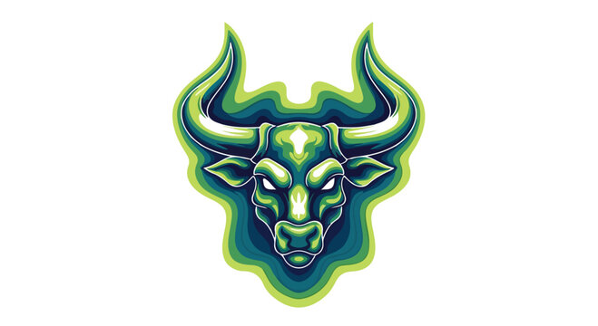 Aggressive Green Bull Head Mascot Logo Illustration.
