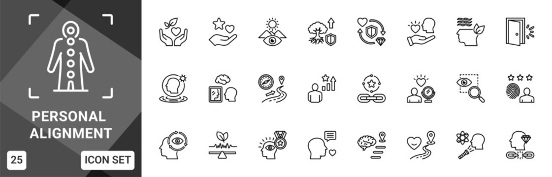 Personal Alignment  Icon set collection. Vector icon pack featuring thematic icons for your presentations or business.