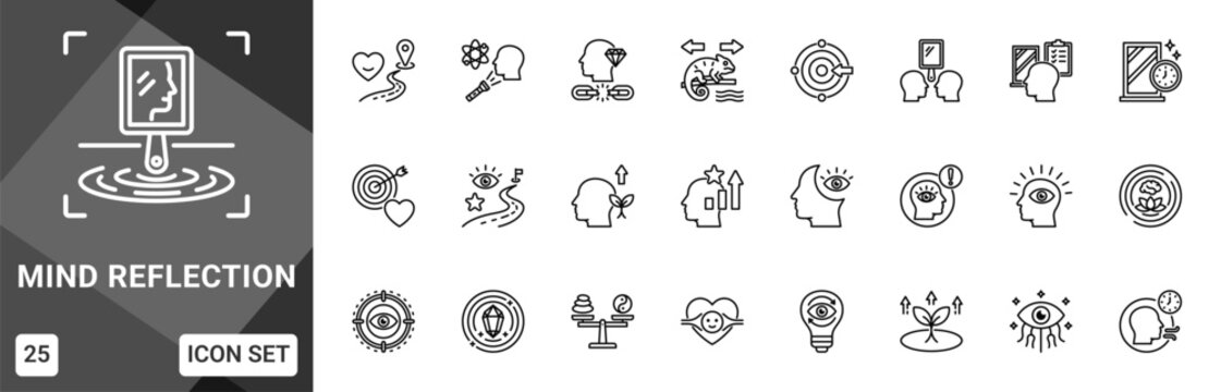 Mind Reflection  Icon set collection. Vector icon pack featuring thematic icons for your presentations or business.
