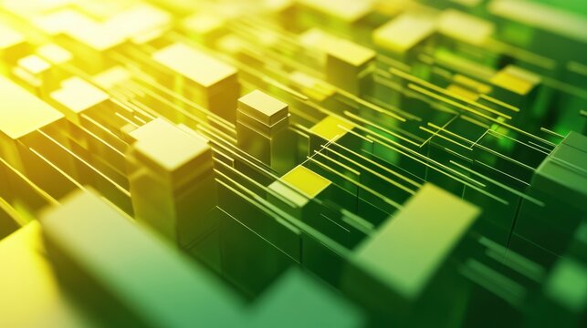 Abstract green and yellow geometric network pattern background