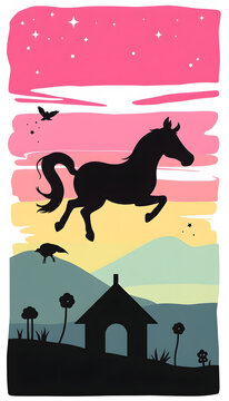 Fondo infantil con banderines, silhouette. White tone