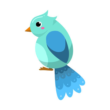 Cute blue cartoon bird vector illustration