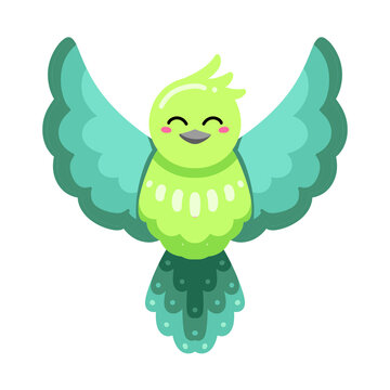 Happy green parrot vector character