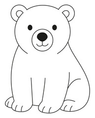 Obraz premium ふわふわのホッキョクグマの漫画の輪郭線手描き線画イラスト落書きアート子供向け塗り絵