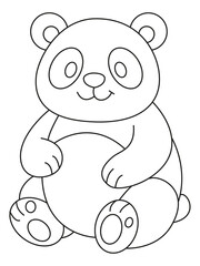 Illustrazione di un orsetto soffice disegnato a mano con contorno in stile line art, doodle art, pagina da colorare per bambini © cartoonita